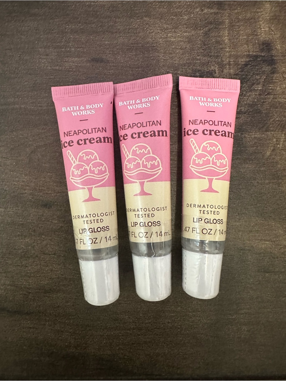 Bath & Body Works Neapolitan Ice Cream Lip Gloss trio